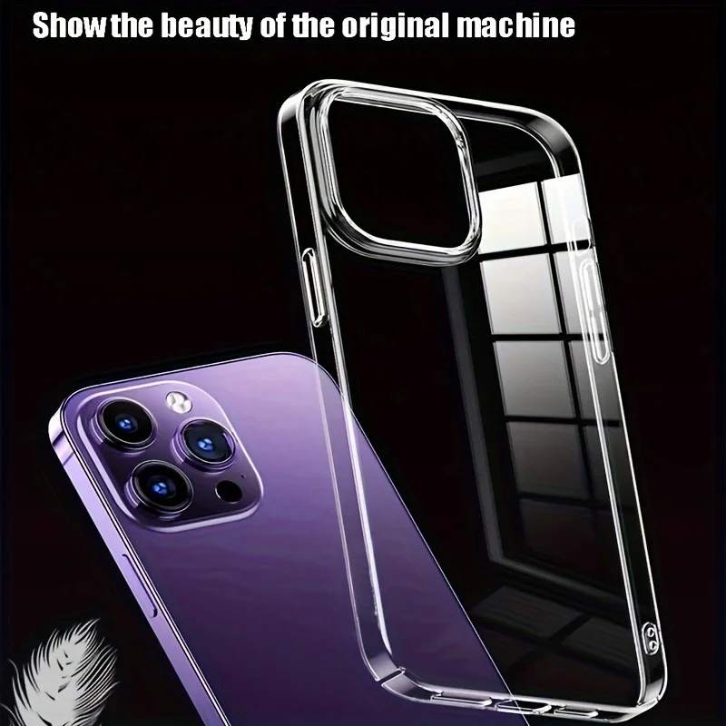Funda de teléfono acrílica transparente ultrafina para iPhone 16 15 14 Plus 13 12 11 Pro Max, funda trasera transparente a prueba de golpes
