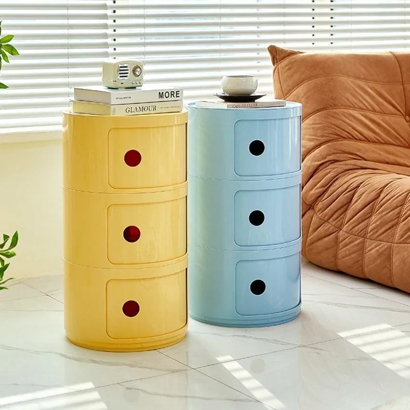 Mesita de noche nórdica Ins Net roja, mueble pequeño creativo redondo blanco minimalista moderno, Mini armario lateral de plástico Simple