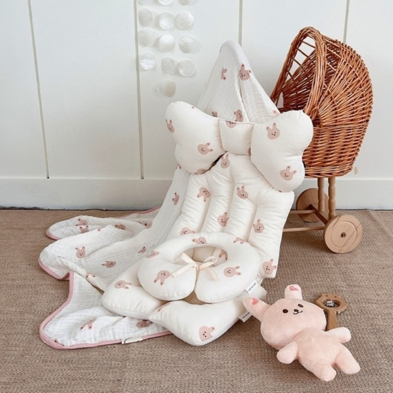 Cartoon Print Baby Stroller Cushion Comfortable Infant Car Pad Soft Toddlers Cart Mat for Dinning Chairs Pushchairs