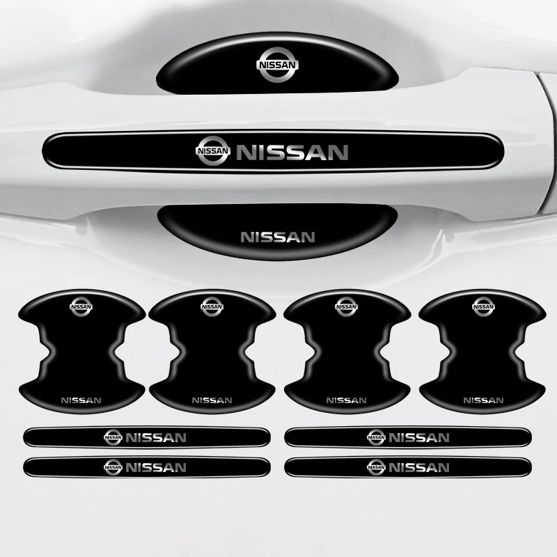 Pegatinas protectoras antiarañazos para manija de puerta de coche, 4/8 Uds., para Nissan x-trail Qashqai Note Juke Sentra Patrol Almera Navara Leaf