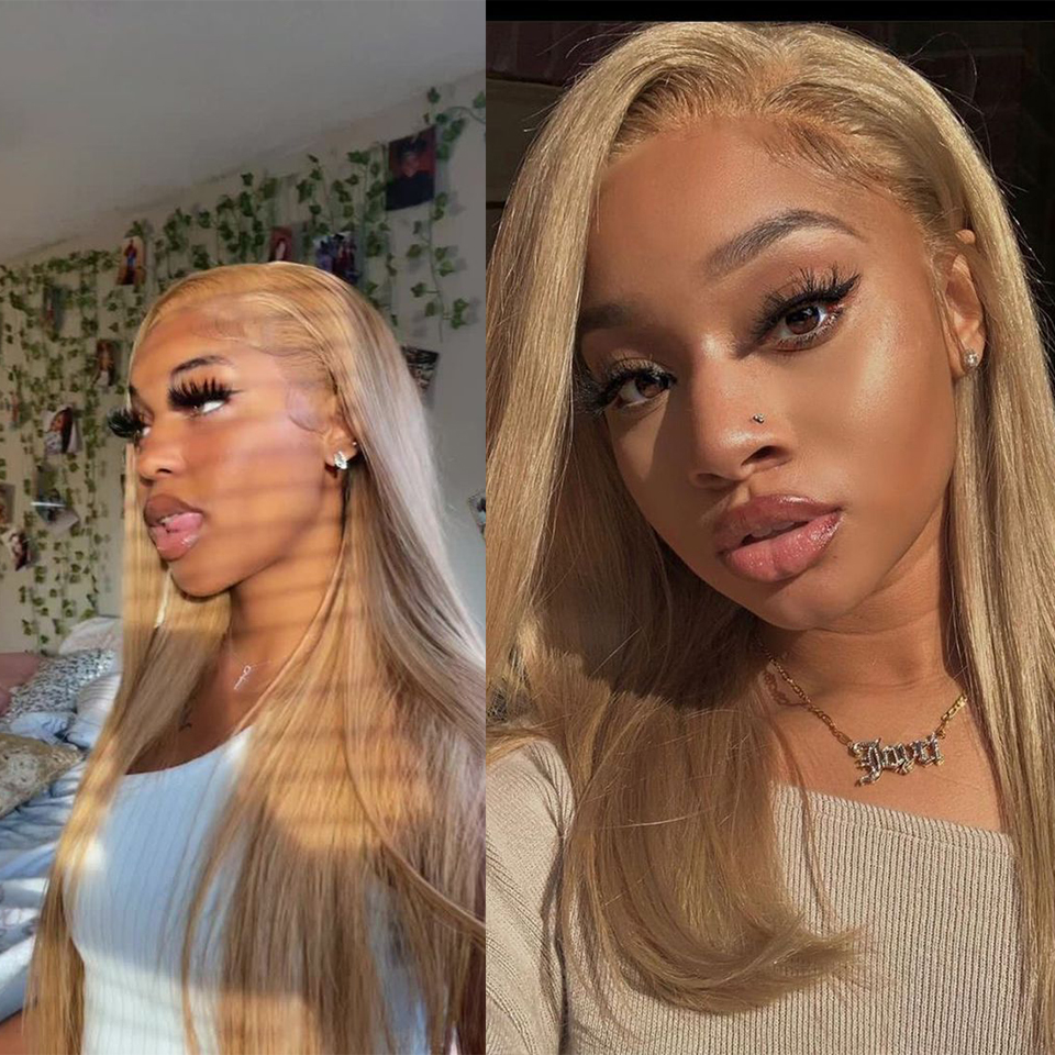 28 インチストレート人毛バンドルブロンドブラジル人毛織りシングルバンドルゴールデンブラウン人毛エクステンション