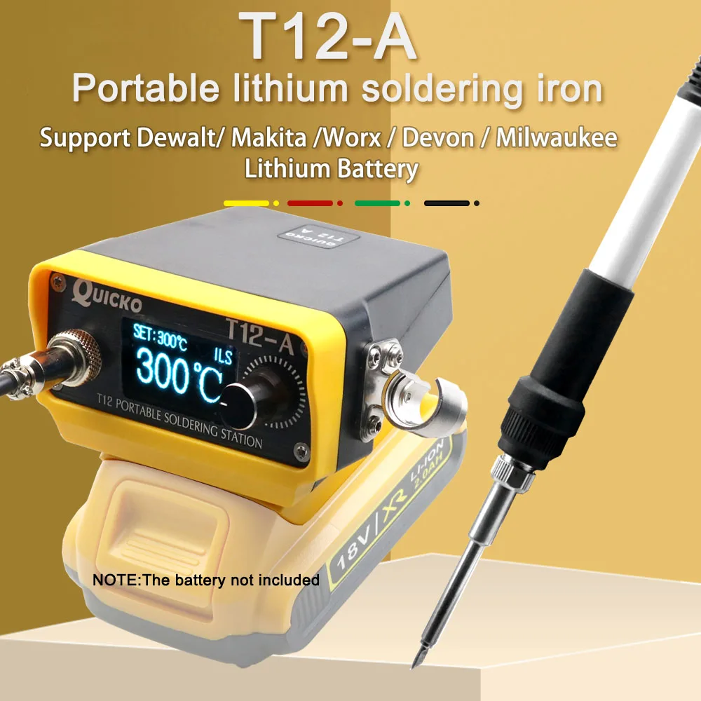Estación de soldadura inalámbrica STM32 V3 T12-A, soldador para Dewalt/Makita/Milwaukee/Devon, batería de iones de litio de 18/20V máx. para reparación DIY