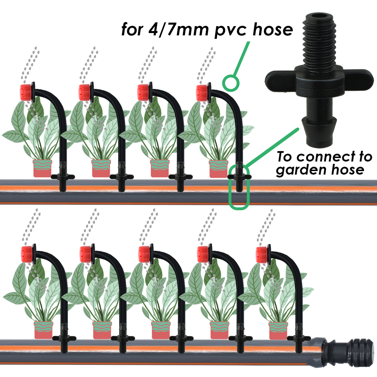 Connecteurs barbelés d'irrigation goutte à goutte, raccords de tubes de 4/7mm pour Pot de fleur, jardin et pelouse, 1 à 50 pièces