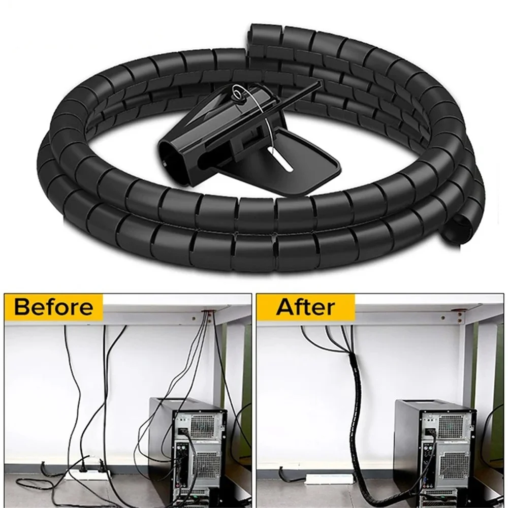 Cubierta protectora de Cable de almacenamiento de 16mm, Protector de Cable en espiral Flexible, organizador de cables, herramienta de gestión organizadora de Clip de Cable de ordenador