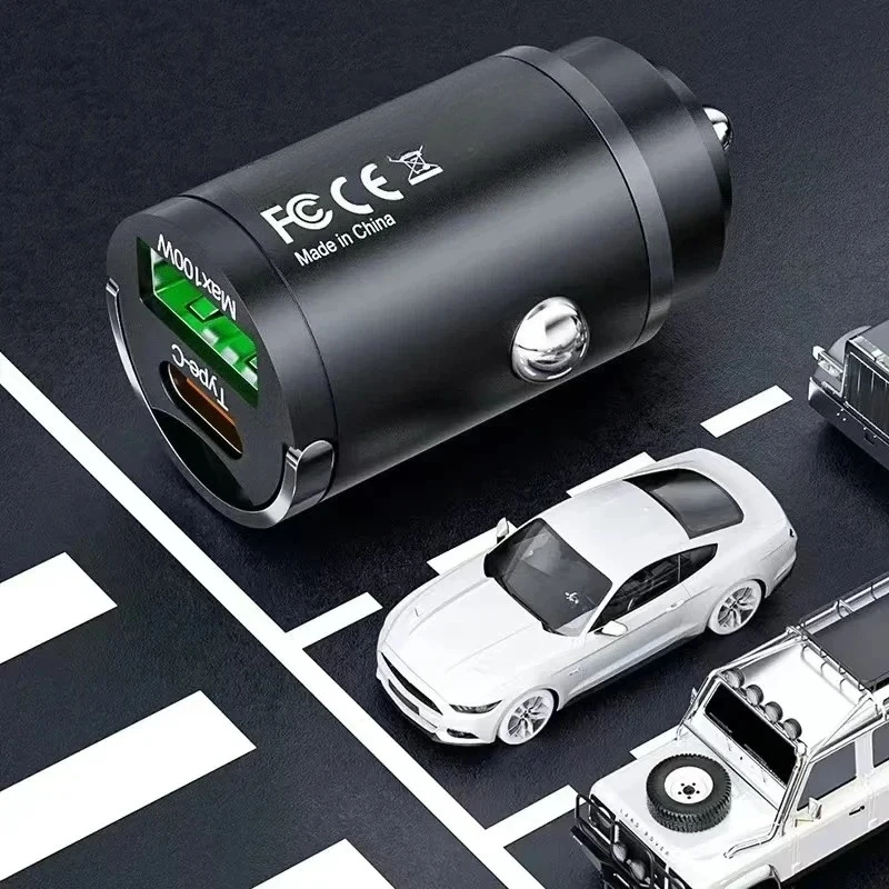 USB 차량용 충전기 100W PD 유형 C iPhone 15 용 고속 충전 차량용 전화 어댑터 Samsung S24 Xiaomi 빠른 충전 3.0 차량용 충전기