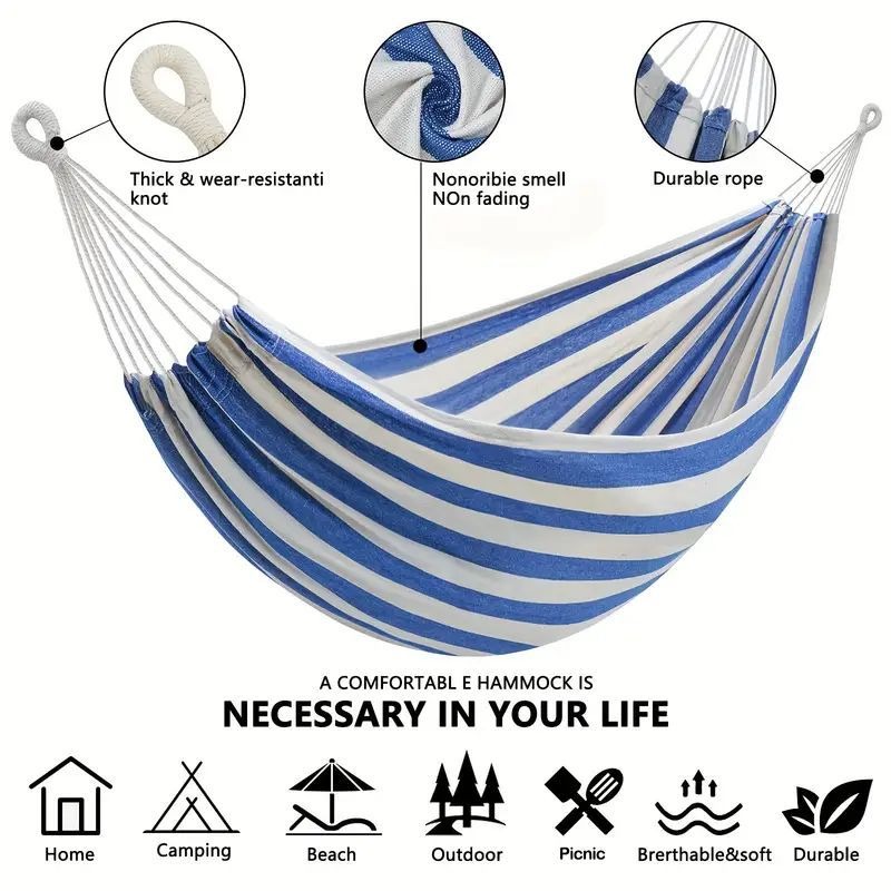 Portable Travel Anti-rollover Thickened Hanging Hammocks Outdoor Indoor Single Double Canvas Hammocks Courtyard Children's Swing