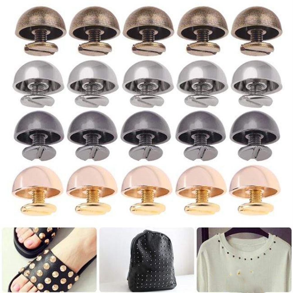 Solid Metal Nail Bolt, Strap Rebites, Mushroom Dome, Parafusos de Cabeça Redonda, Botão de Pano Punk, Roupas, Saco, Sapatos, 8mm, 10mm, 12mm, 16mm, 20mm