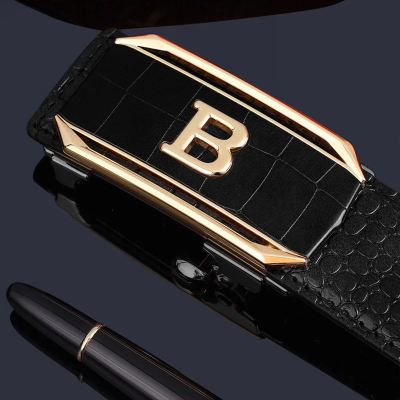 Cinto masculino com estampa de crocodilo, cinto com fivela automática de alta qualidade, pulseira jeans da moda, acessórios masculinos da moda