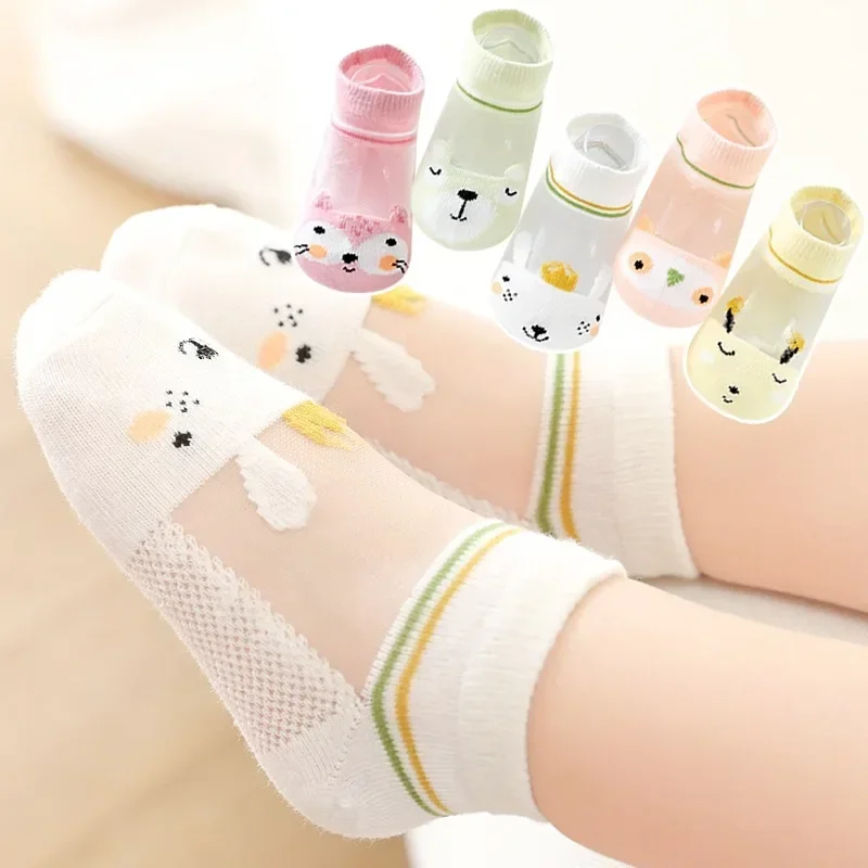 5 paia di calzini estivi sottili per ragazzi e ragazze, cartoni animati, carini, per studenti di moda, per bambini, tutto, calzini traspiranti in rete di pizzo