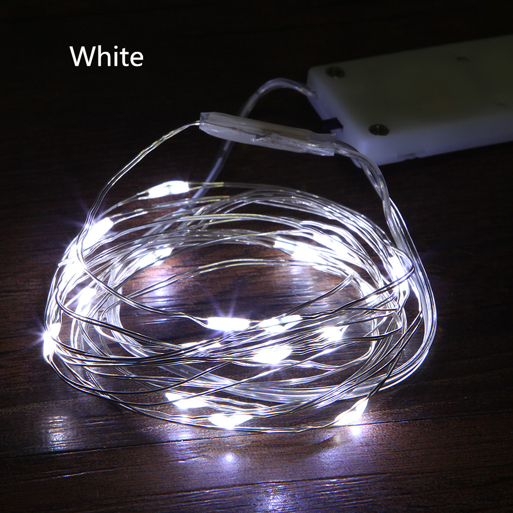 2M 20 LED Battery Operated LED Copper Wire String Lights For Xmas Garland Party Wedding Decoration Christmas Fairy Lights