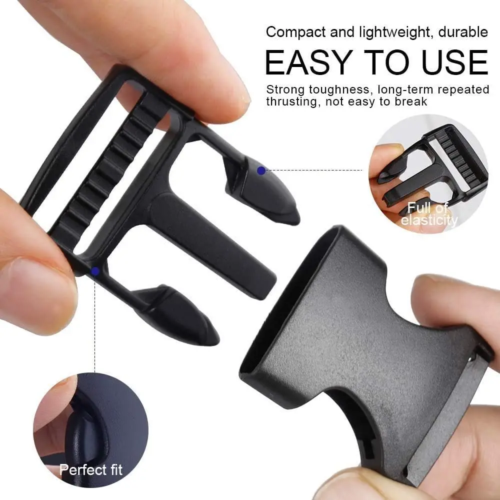 Cinturino in nylon da 4 M con 10 set di fibbie a sgancio laterale piatte e diapositive Tri-Glide per tracolla e zaino da viaggio fai-da-te