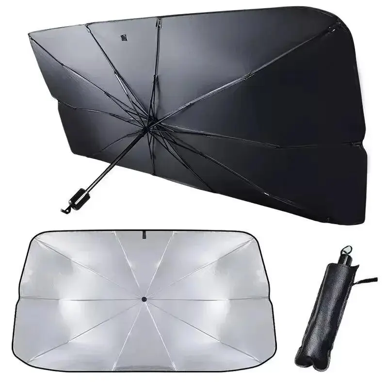 Parasol para coche, parabrisas, sombrilla frontal plegable, tipo paraguas, parasol para ventana de coche, accesorios de protección solar de verano