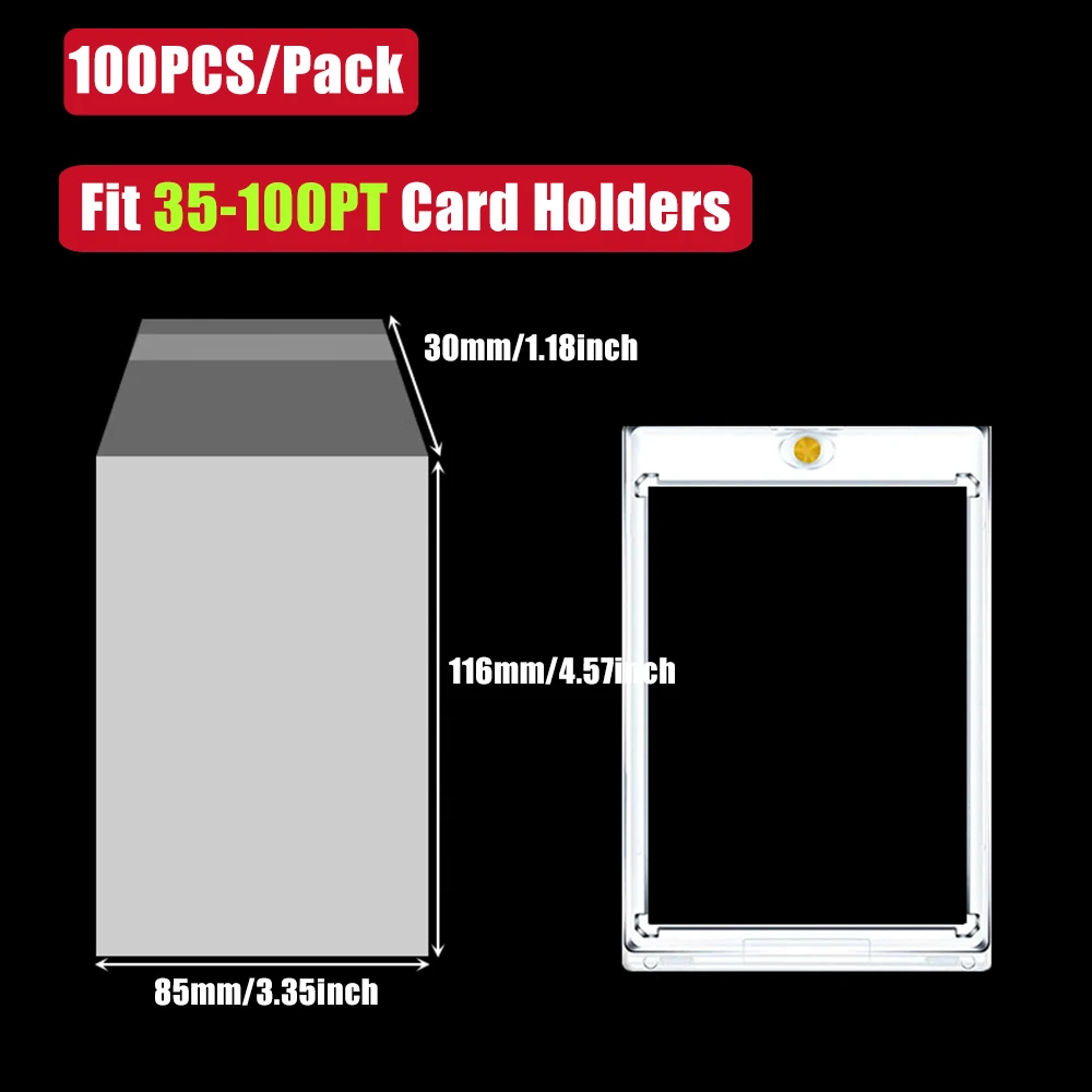 100 Stück Packung mit abgestuften Kartenhaltern, Hüllen, Taschen, passend für PSA/BGS/SGC/CGC abgestufte Karten, 35PT-180PT Kartenhalter Toploader