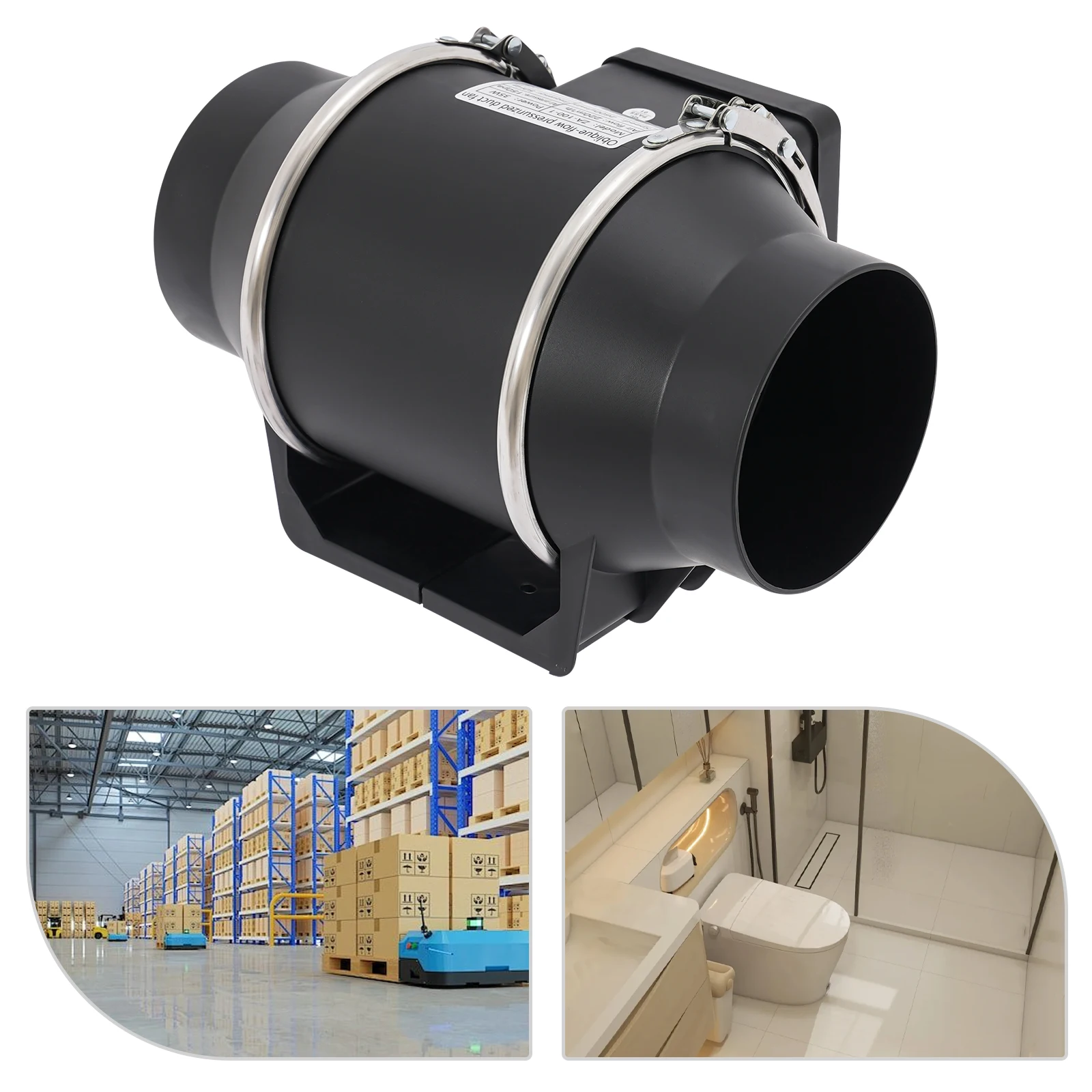 Extrator de fumaça ventilador tubo ventilação exaustor duto ventilador de ventilação de teto para casa, escritório, banheiro, sala de crescimento preto