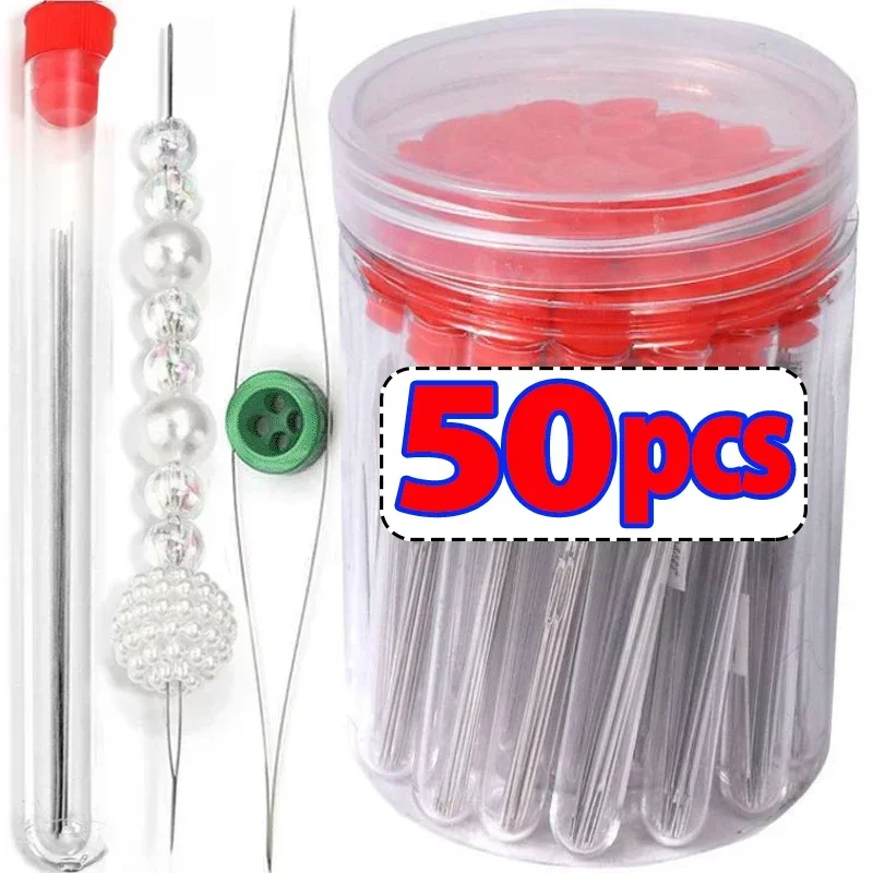 Beading Needles Pins Open Curved Big Eye Needle for Beads Bracelet DIY Jewelry Making Tools Handmade Craft Beaded Threading Pins