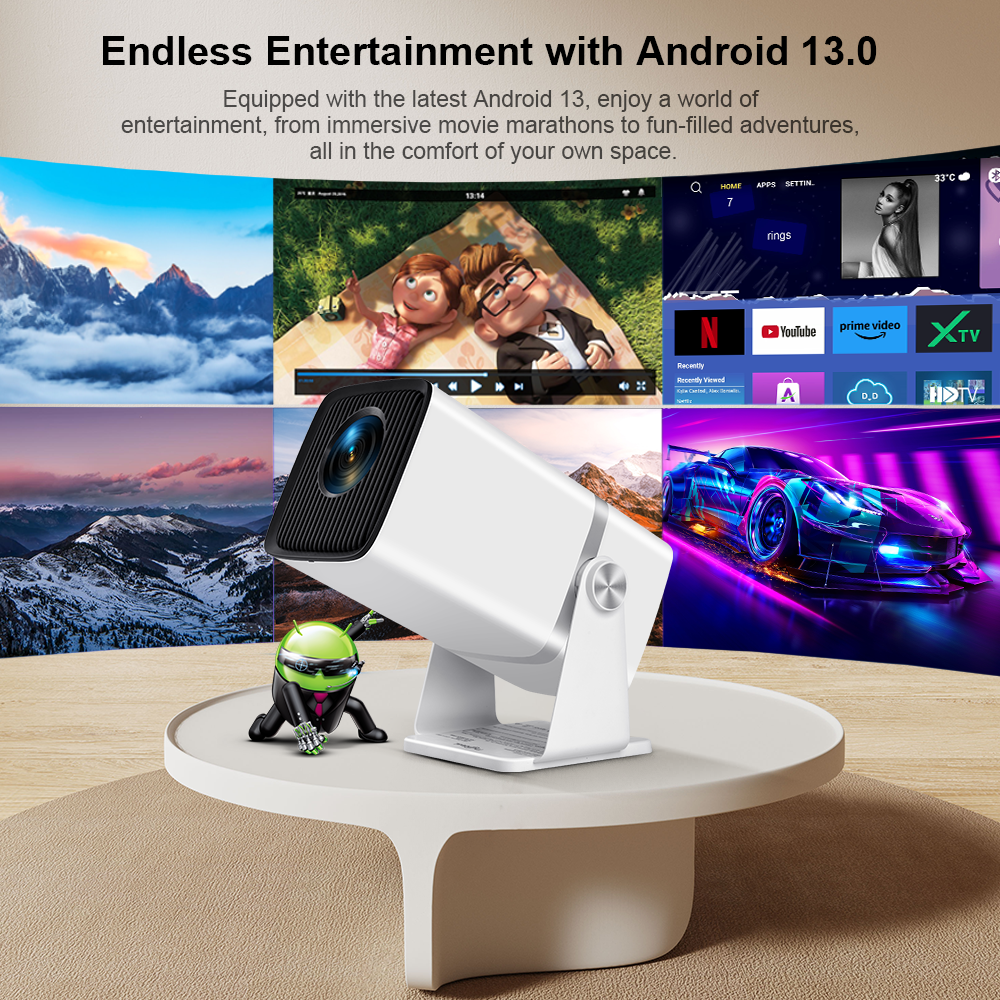 ThundeaL 4K Projetor Full HD FHD TD80W Android WiFi 3D Home Theater TD80 Projetor de feixe portátil Reunião de vídeo Filme PK HY320