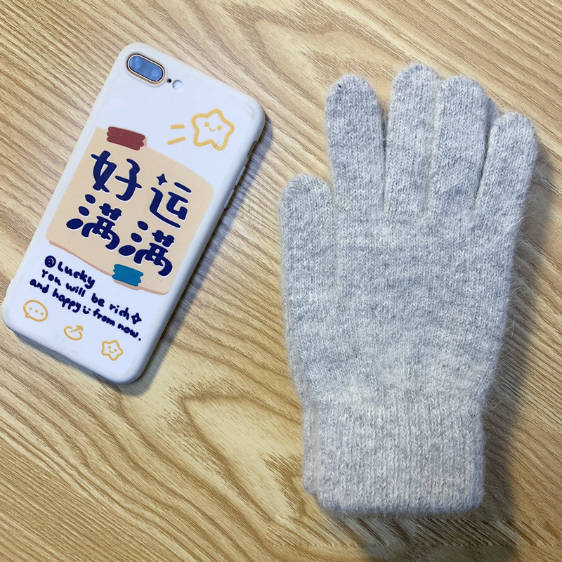 Nuevos guantes de punto suaves de alta elasticidad sólidos de Cachemira para mantener el calor de invierno para mujer, bonitos y encantadores mitones multicolores a prueba de viento