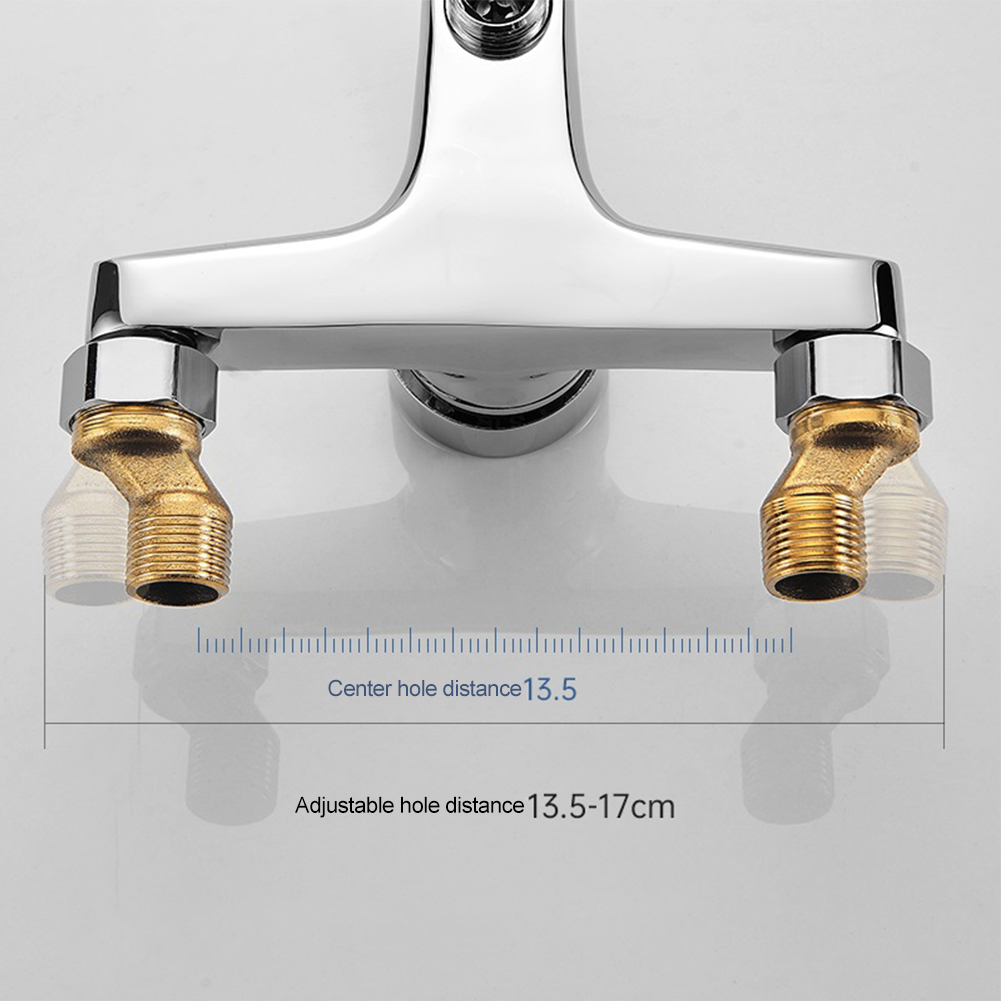 สังกะสีอัลลอยด์ก๊อกน้ําอ่างล้างหน้า Chrome ติดผนังร้อนเย็น Dual Spout TAP สําหรับห้องน้ํา Splitter อาบน้ําอ่างล้างหน้า