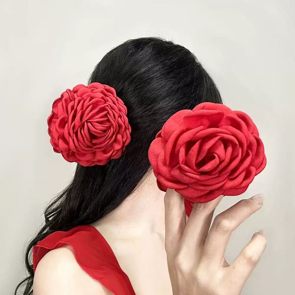 Stereoscopische Rose Flower Hair Clip voor vrouwen Elegante achterkant van het hoofd Haar Shark Clip Modieuze meisjeshaaraccessoires