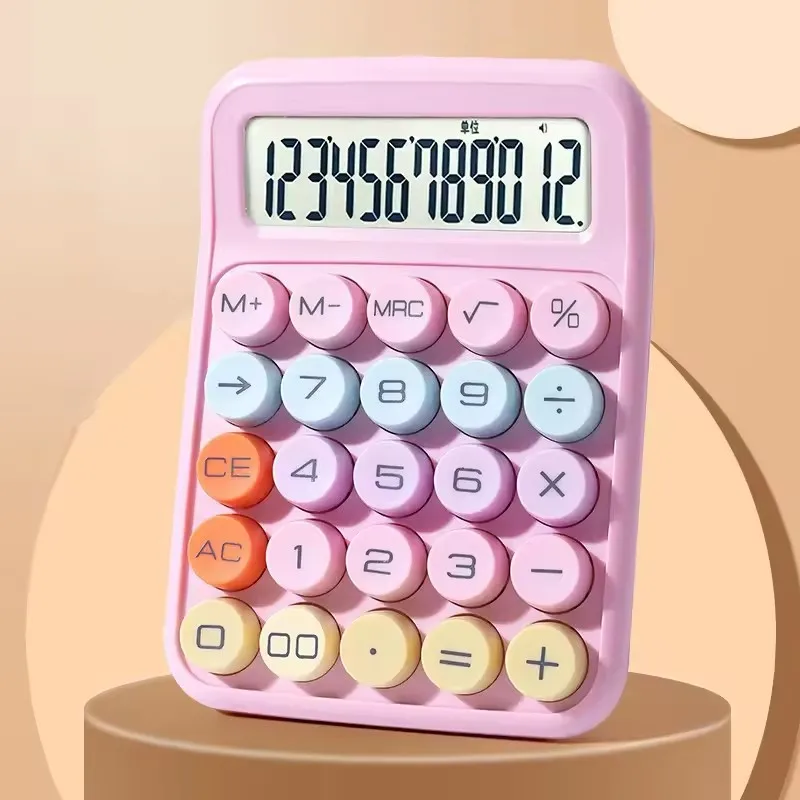1pc teclado calculadora escritório calculadora mecânica de 12 dígitos bonito doce cor calculadora desktop papelaria