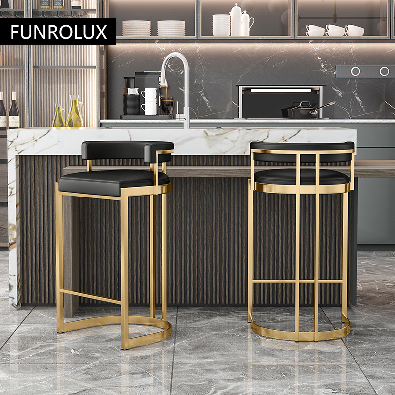 Bar Stool Iron Home Back Bar Stool Light weight Luxury Simple Counter Stool Kitchen Stools