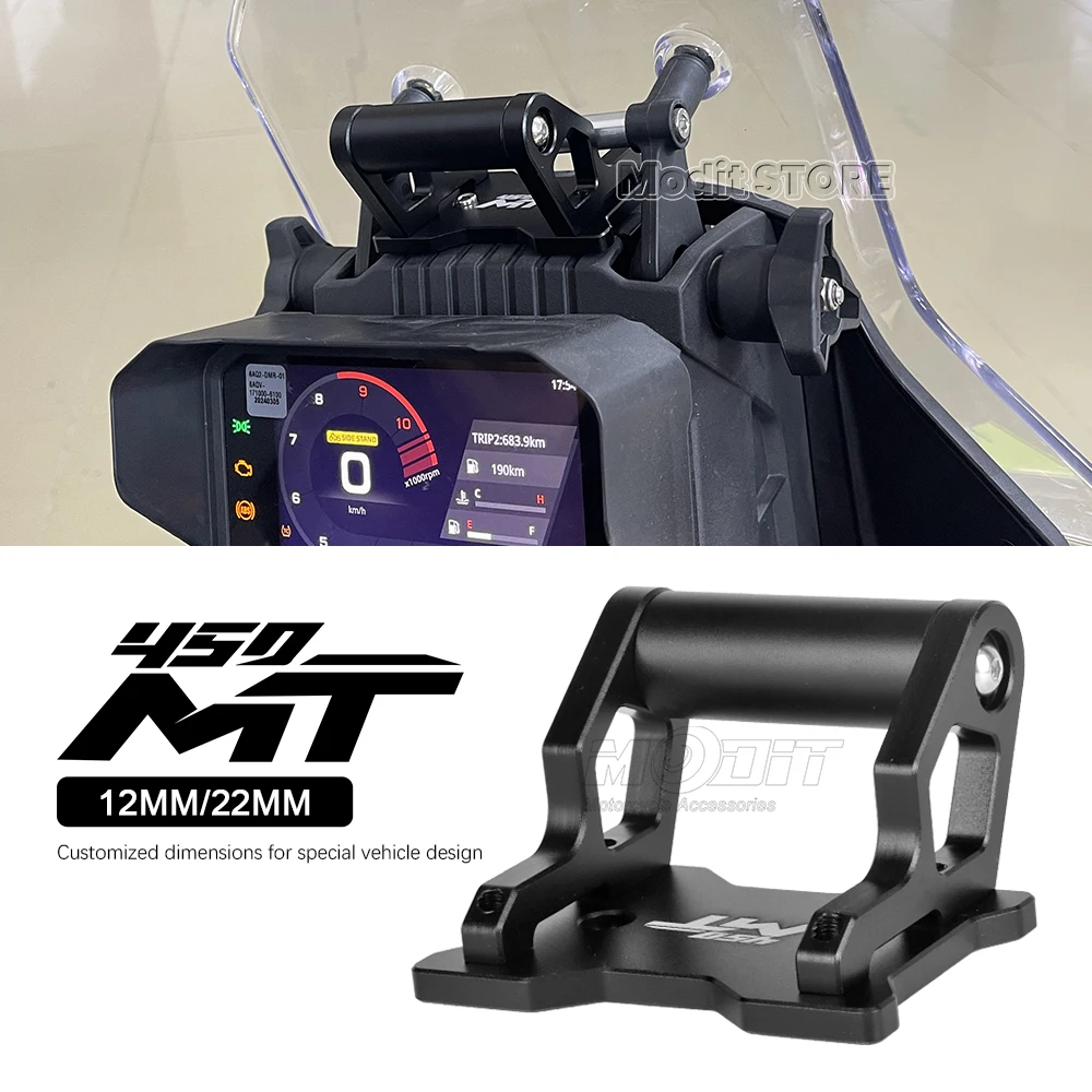 Para CFMOTO 450MT 450 MT 2024-motocicleta CNC aluminio GPS soporte de teléfono soporte de navegación nuevo soporte de extensión negro 12mm/22mm