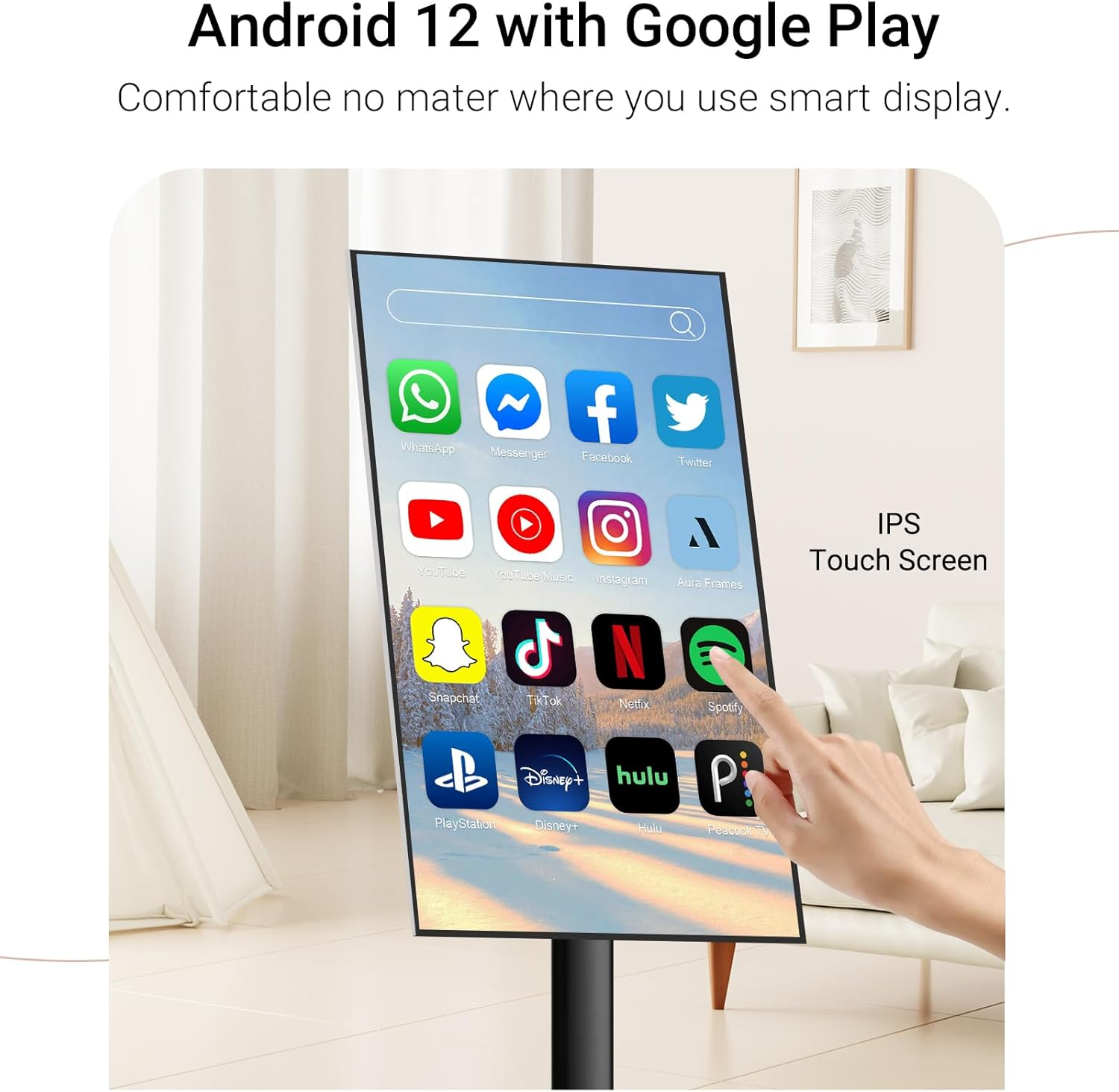 TV portátil inteligente de 22 pulgadas con ruedas, Android 4 + 64G, Monitor de pantalla táctil, tableta rodante de rotación, TV con batería integrada