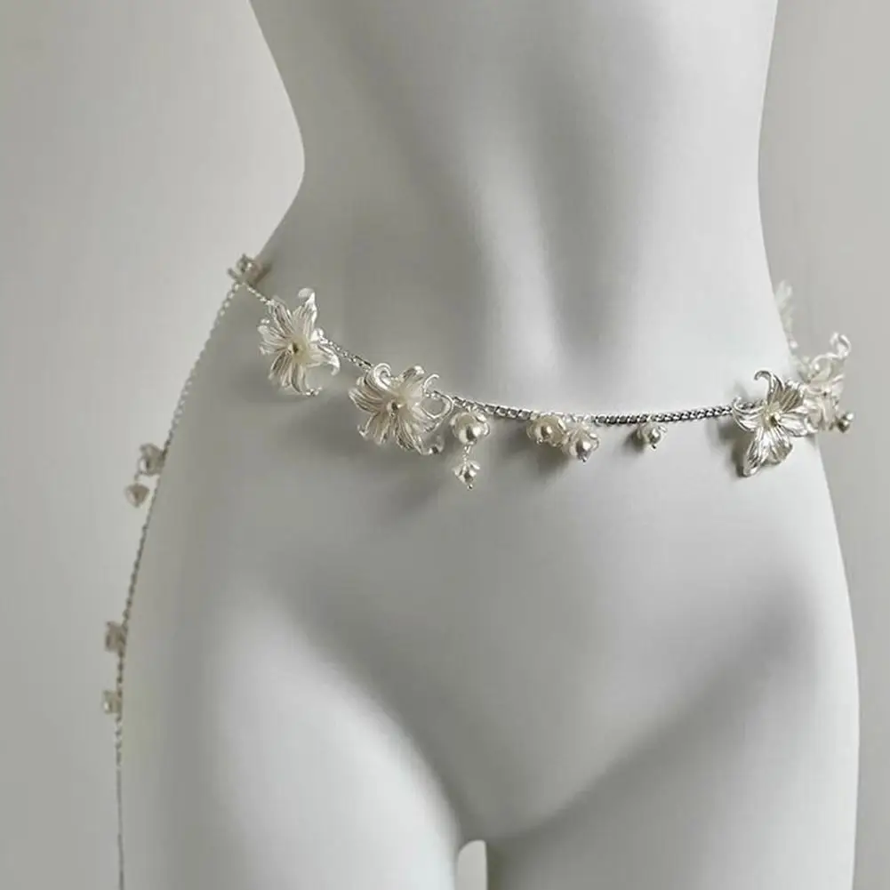 Cinturón de cadena de cintura con perlas multicapa Retro Y2K para mujer, accesorios de joyería para el cuerpo con estilo para fiesta y ropa informal