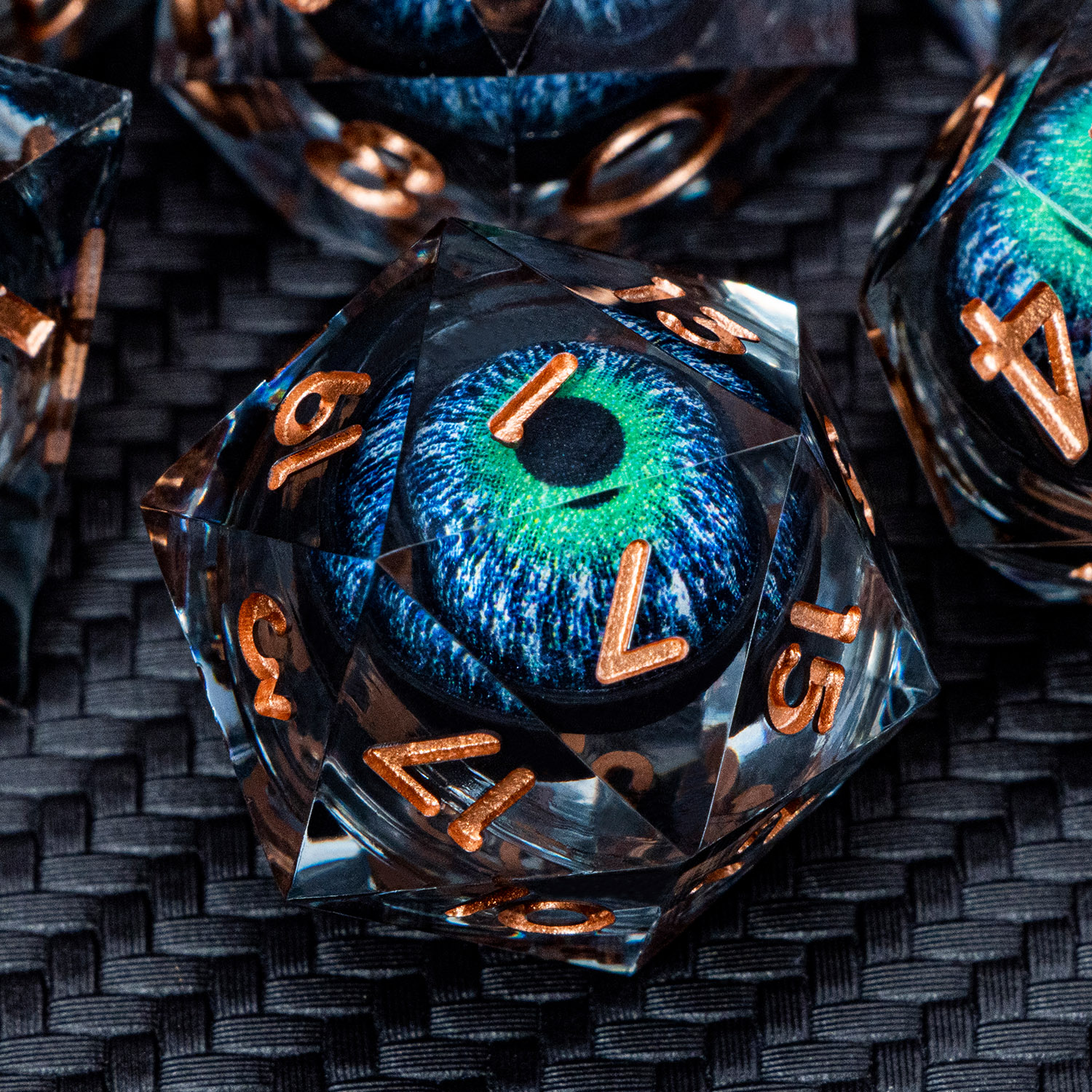 Dnd D20 ブラックブルーリキッドフローアイダイスセット & リング D と D シャープエッジダイスダンジョンとドラゴンパスファインダーロールプレイングゲーム用