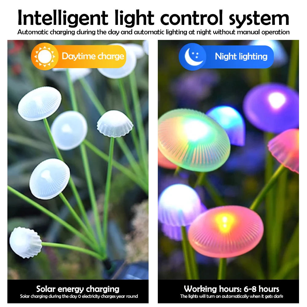 1/2/3/4PCS LED Solar Outdoor Quallen Schwankende Lichter Wasserdicht Garten RGB Pilz Rasen Lampe für Terrasse Hof Garten Dekoration
