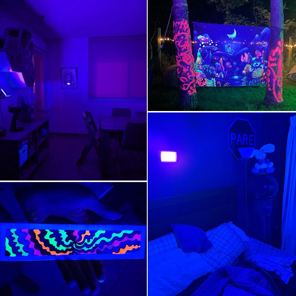 LED UV USB Floodlight 50W 100W 150W USB LED Blacklight กันน้ํา 220V อัลตราไวโอเลตโคมไฟเวทีดิสโก้ปาร์ตี้เวที Backlight
