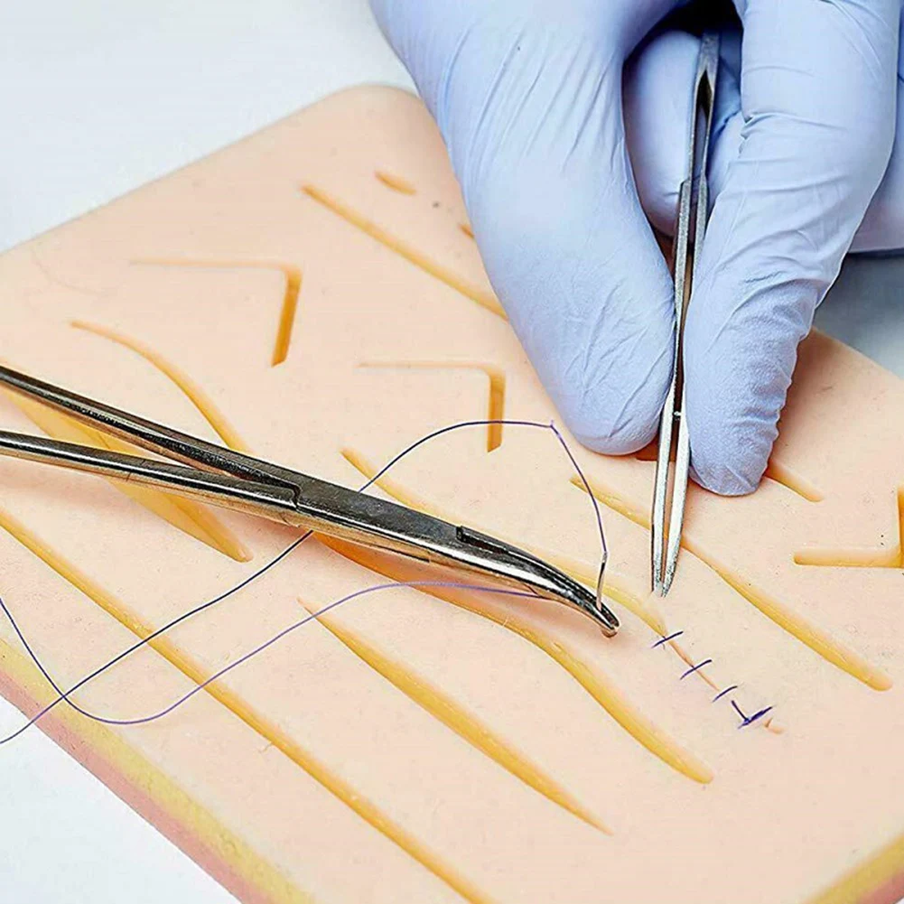 Kit de pratique de suture pour étudiants en médecine, générateurs de formation avec coussin de peau, modèle d'outils, équipement dos fuchsia, 4, 3, 2, 1 ensemble