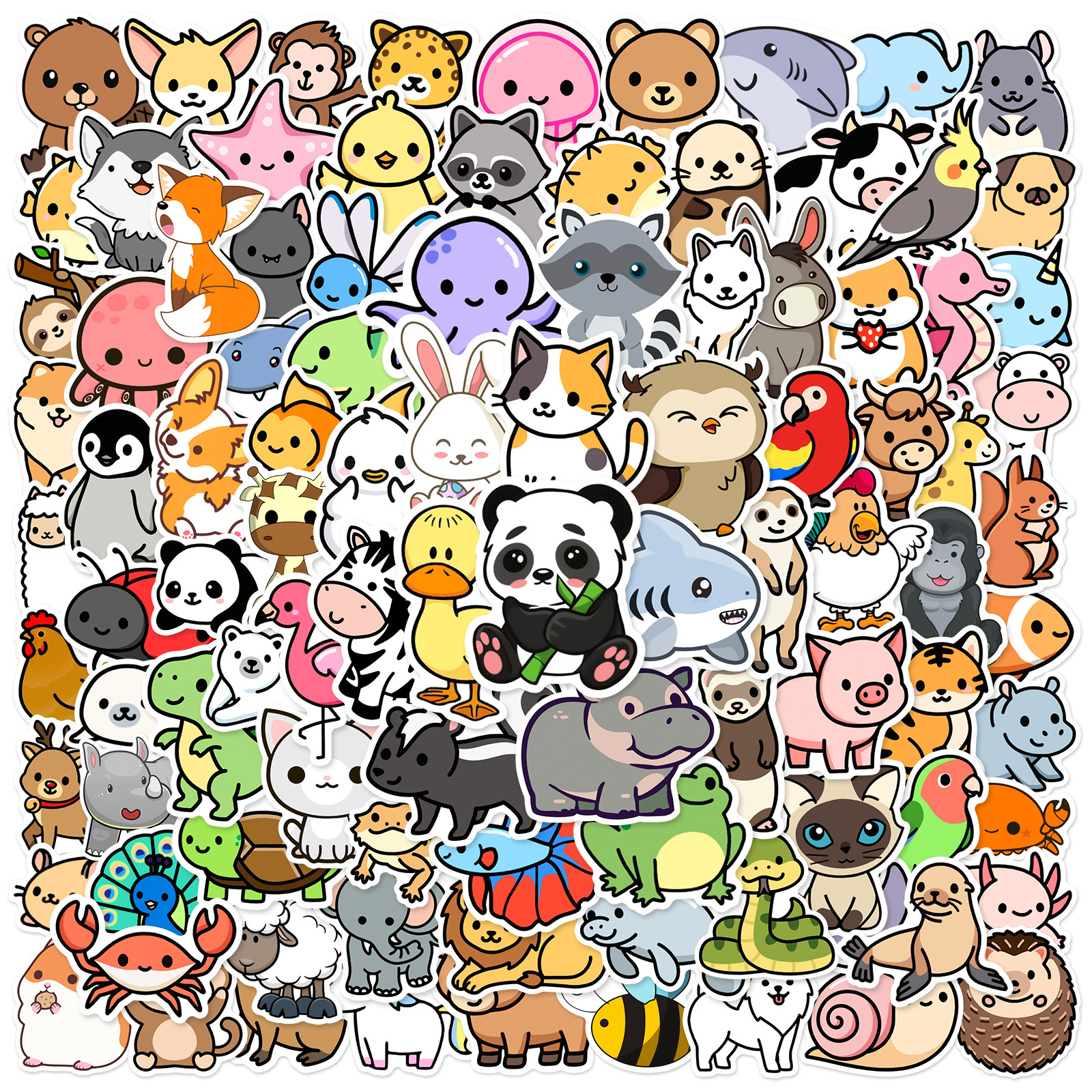 100 Uds. De pegatinas de grafiti mezcladas de animales de dibujos animados, bricolaje, teléfono, guitarra, portátil, maleta, taza, pegatina impermeable, juguete para niños