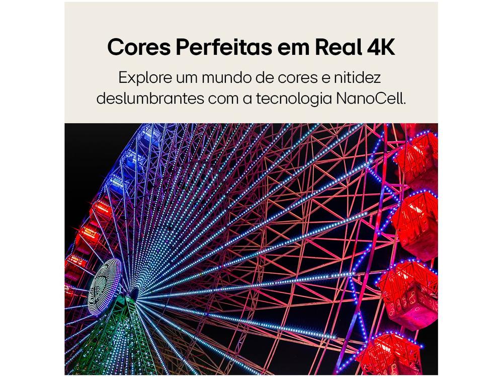 Smart TV 50" 4K LCD LED NanoCell LG 50NANO80TSA WebOS 24 Processador α5 Ger7 Wi-Fi e Bluetooth com Alexa 3 HDMI 2 USB
