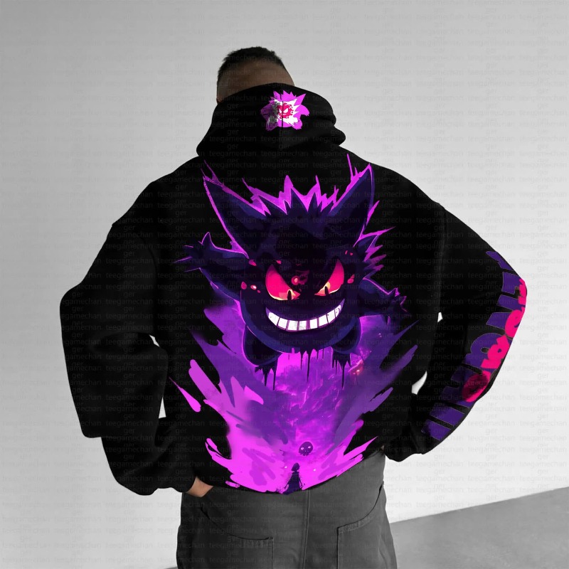 Pokémon Anime Gengar Erchuang Painted Hoodie Herren und Damen Herbst/Winter Neu Y2K Harajuku Große Größe Casual Pullover Top