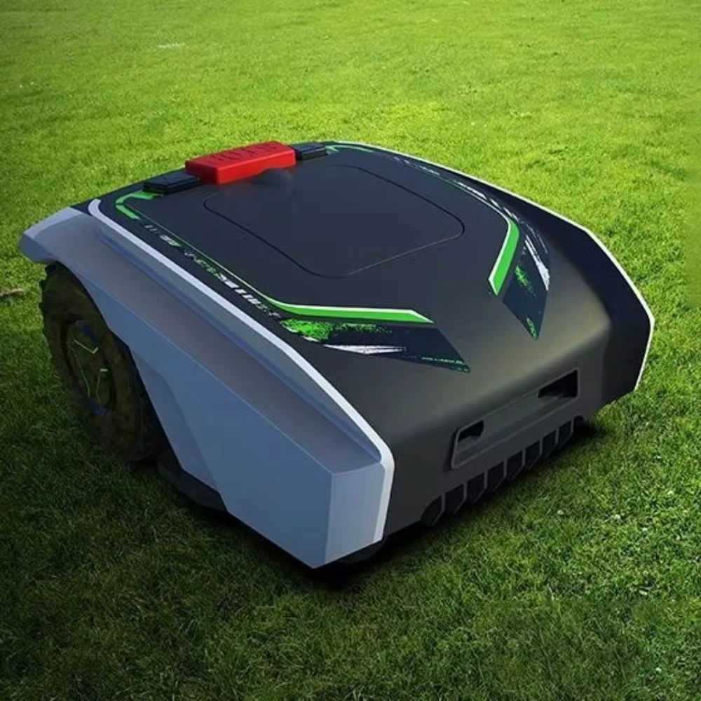 Automatyczny robot koszący trawę z możliwością personalizacji, z silnikiem 125cc, akumulatorem 24V i sterowaniem przez telefon komórkowy - efektywne planowanie trasy do przycinania ogrodu.
