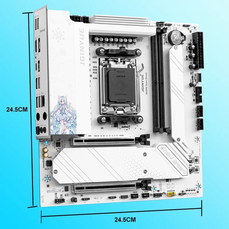 JGINYUE B650M Schnee Traum AM5 DDR5 ARGB M-ATX Motherboard Für Gaming PCIe 4,0 × 4 M.2 Für CPU 9700X/9900X/7800X3D Gaming PC DIY