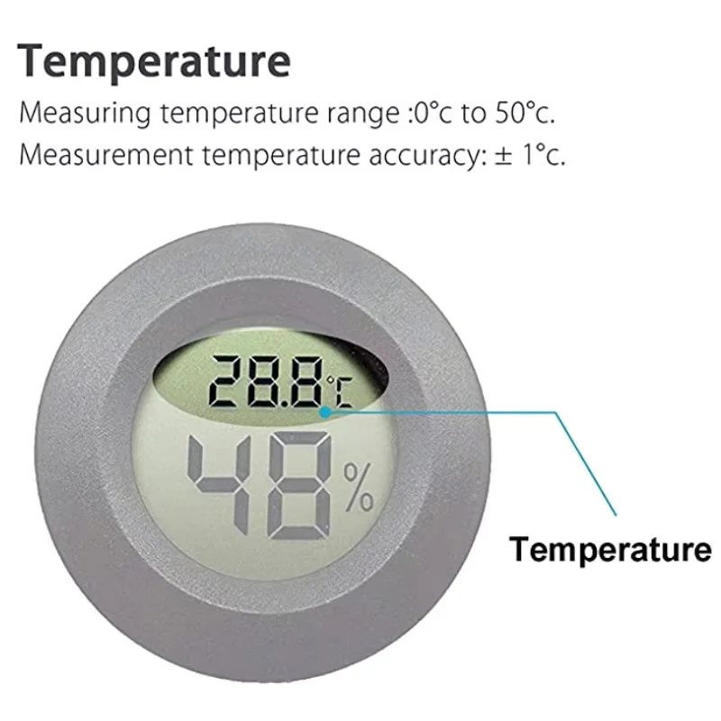 2 ~ 10 piezas + 70 ° C Mini LCD Digital termómetro higrómetro redondo temperatura humedad probador Sensor Detector para congelador caja de cigarros