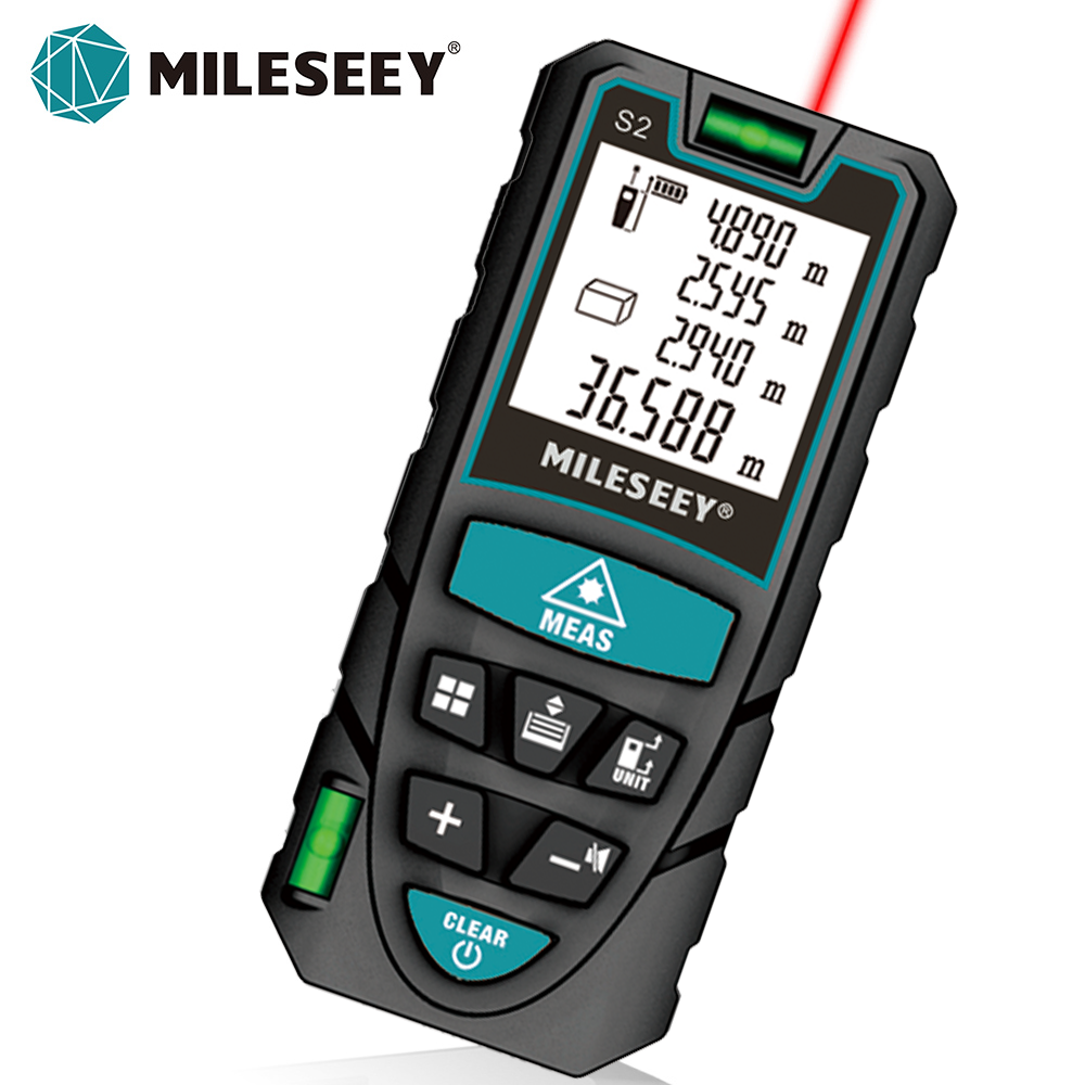 Лазерная рулетка MILESEEY S2, 40 м, 60 м, 80 м, 100 м, 120 м, лазерный дальномер, лазерный измерительный инструмент с функцией нескольких измерений