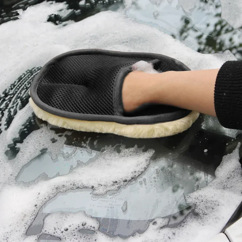 Guantes de lana de imitación para lavado de coches, guantes de limpieza de coche de felpa gruesa, pulido y encerado, productos de limpieza de coche, paño de limpieza, 1 Uds.