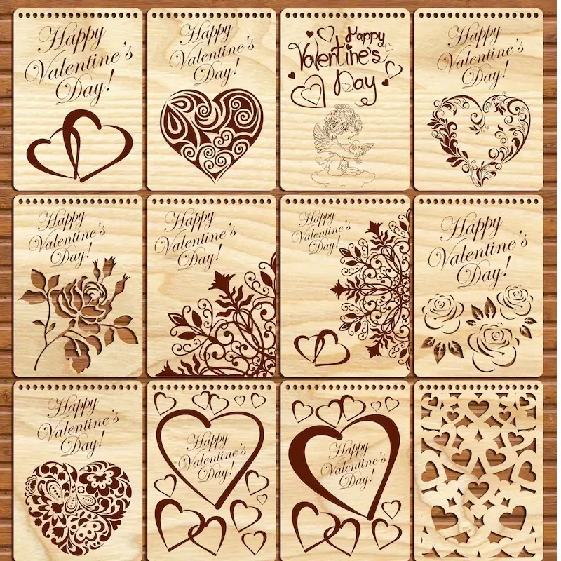 61, украшение на тему Valetine Day, 2D лазерная резка, светящиеся фанеры Cricut, векторные файлы для рисования