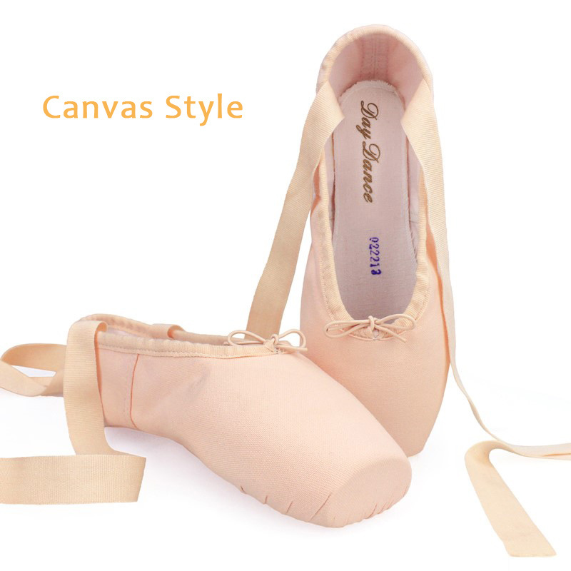 Sapatos de dança profissional com fitas, tênis de lona acetinada para mulheres e adultos, sapatos Pointe