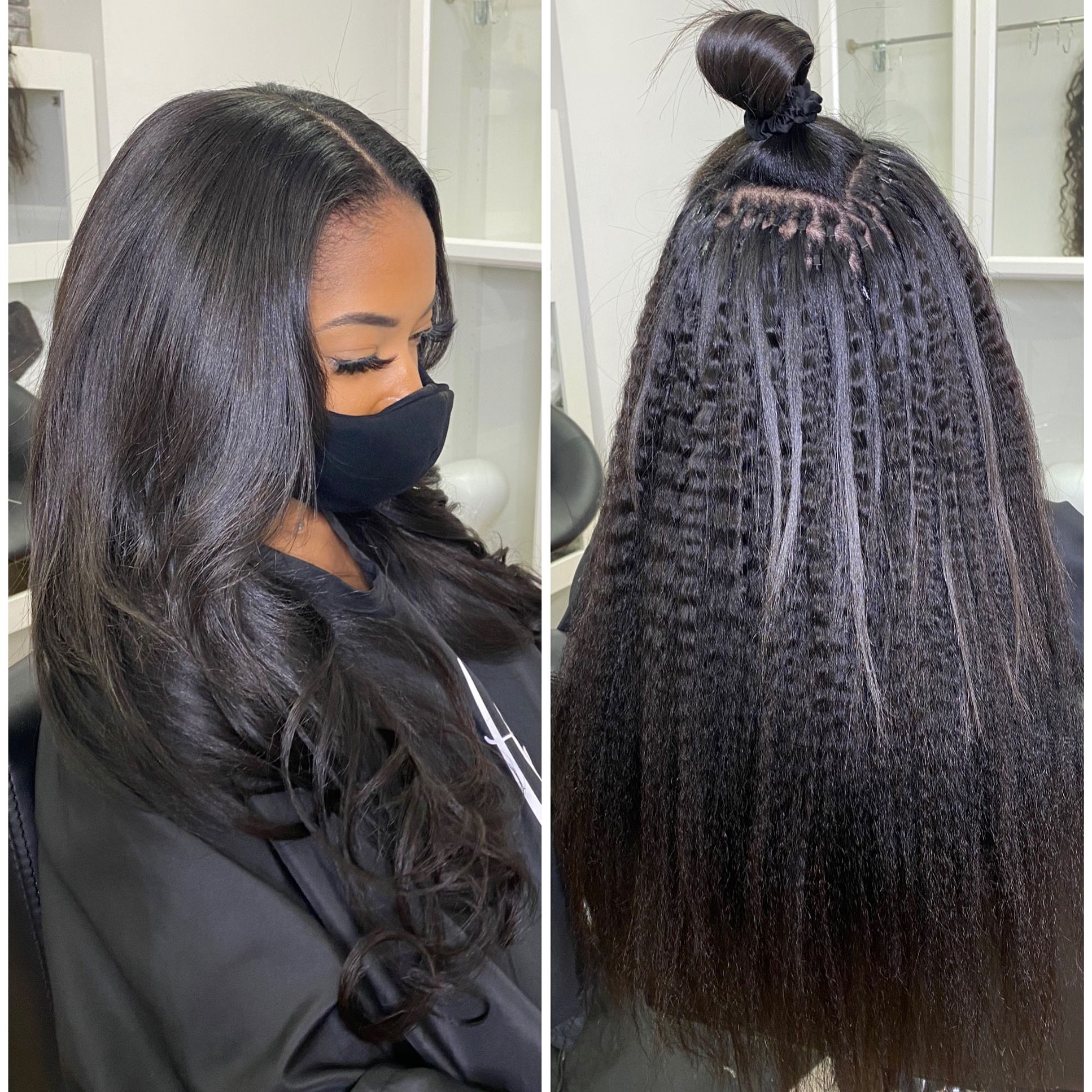 KinkyตรงMicrolinksต่อผมมนุษย์ผมสีดําธรรมชาติKeratin I Tip Nano Ring Hair Extensionลูกปัดซิลิโคน 50 กรัม/เซ็ต