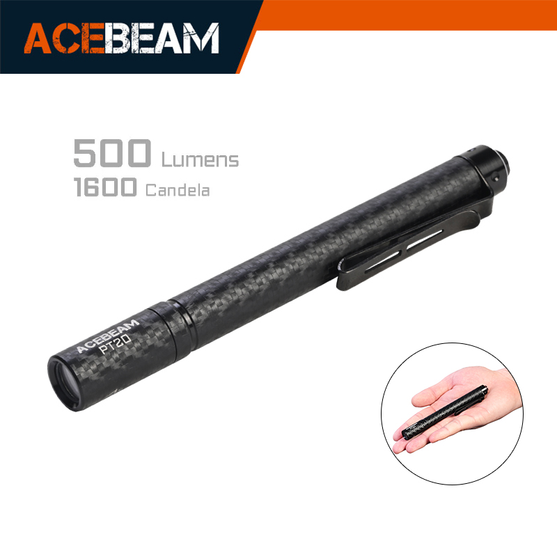 ACEBEAM PT20 linterna compacta EDC 500 lúmenes 80 metros compatible con 2 pilas AAA 3 antorcha diaria de nivel de brillo