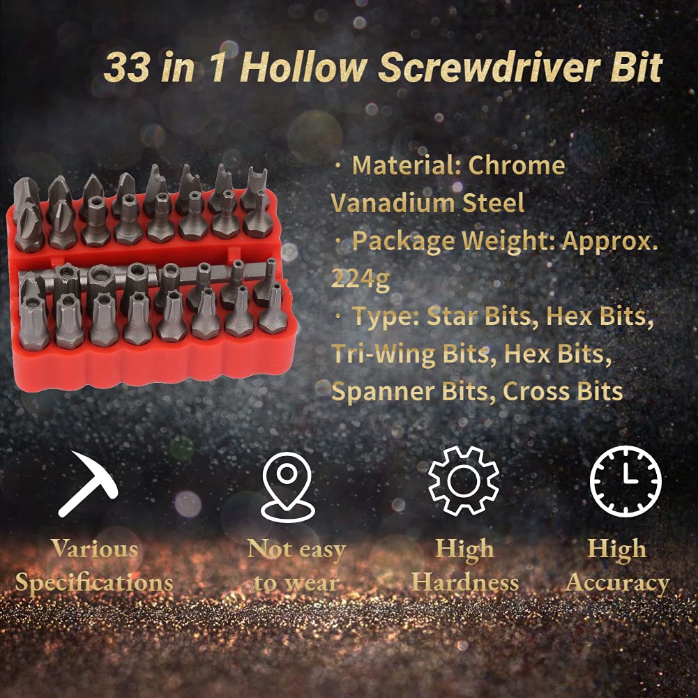 Conjunto de chave de fenda oca 33 em 1 com haste de extensão magnética phillips torx chave de fenda bits ferramenta de reparo manual para pequenos espaços diy