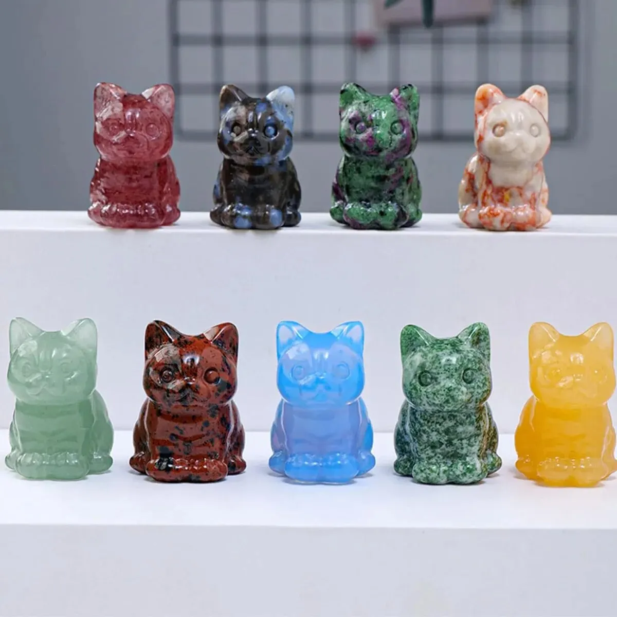 天然クリスタル猫の装飾品手彫り子猫クリスタルオリジナル石宝石 DIY 動物工芸品アートワーク