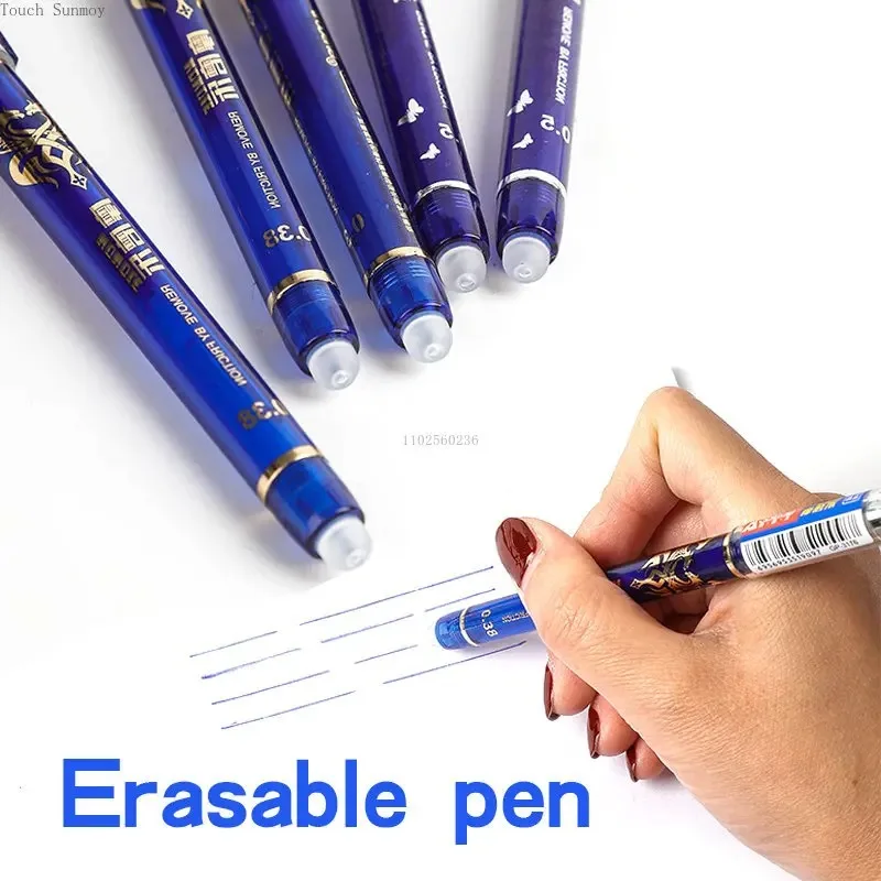 26 Pçs/set Kawaii Canetas Apagáveis Azul/preto/vermelho 0.35mm Caneta Gel Tinta Gel Papelaria Escola Escrita Suprimentos para Notebook Escritório Stu