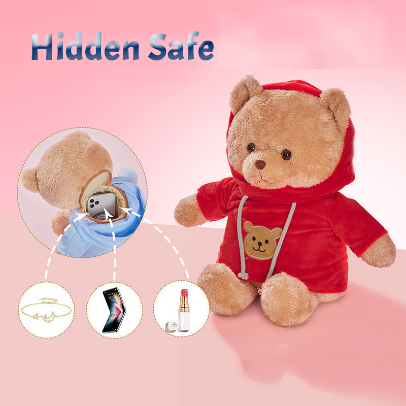 30/40cm Plush Bear Hidden Safes Storage Safe Compartment Sight Secret Stash Box Creative Gift for Money Jewelry Kids Doll Bear