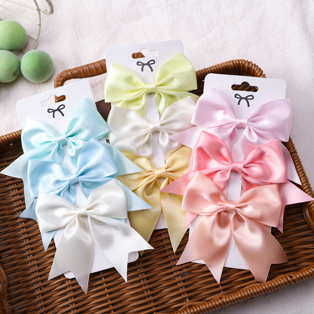 2/3 ชิ้นน่ารักสีทึบริบบิ้น Bows คลิปผมสําหรับเด็กผู้หญิง Hairpins Barrettes Handmade เด็ก Headwear เด็กอุปกรณ์เสริมผม