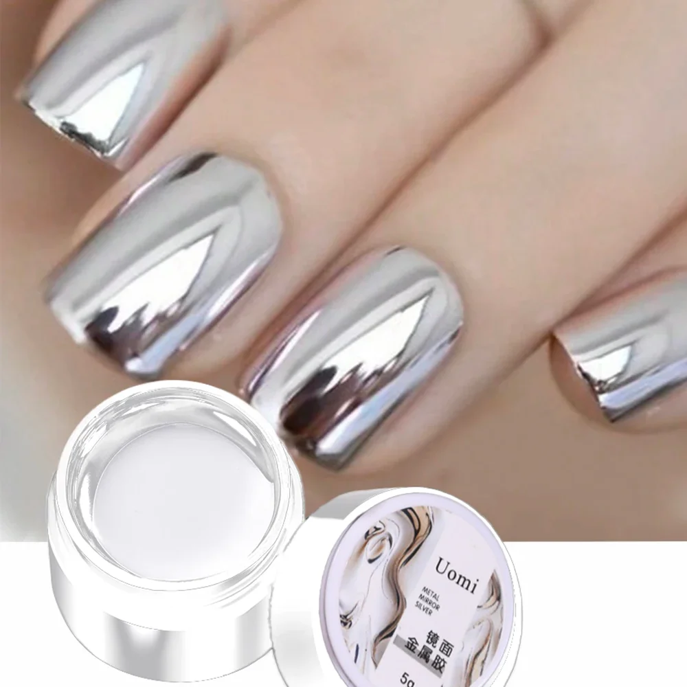 Esmalte gel metálico espelhado – brilho prateado e dourado rosa, fácil aplicação, de longa duração, à prova d'água, arte de unhas unissex